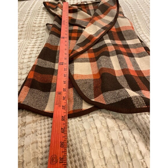 ETWO  Woman’s Vest Size Small Rust Brown Cream Plaid Versatile Stylish Warm - Picture 11 of 11